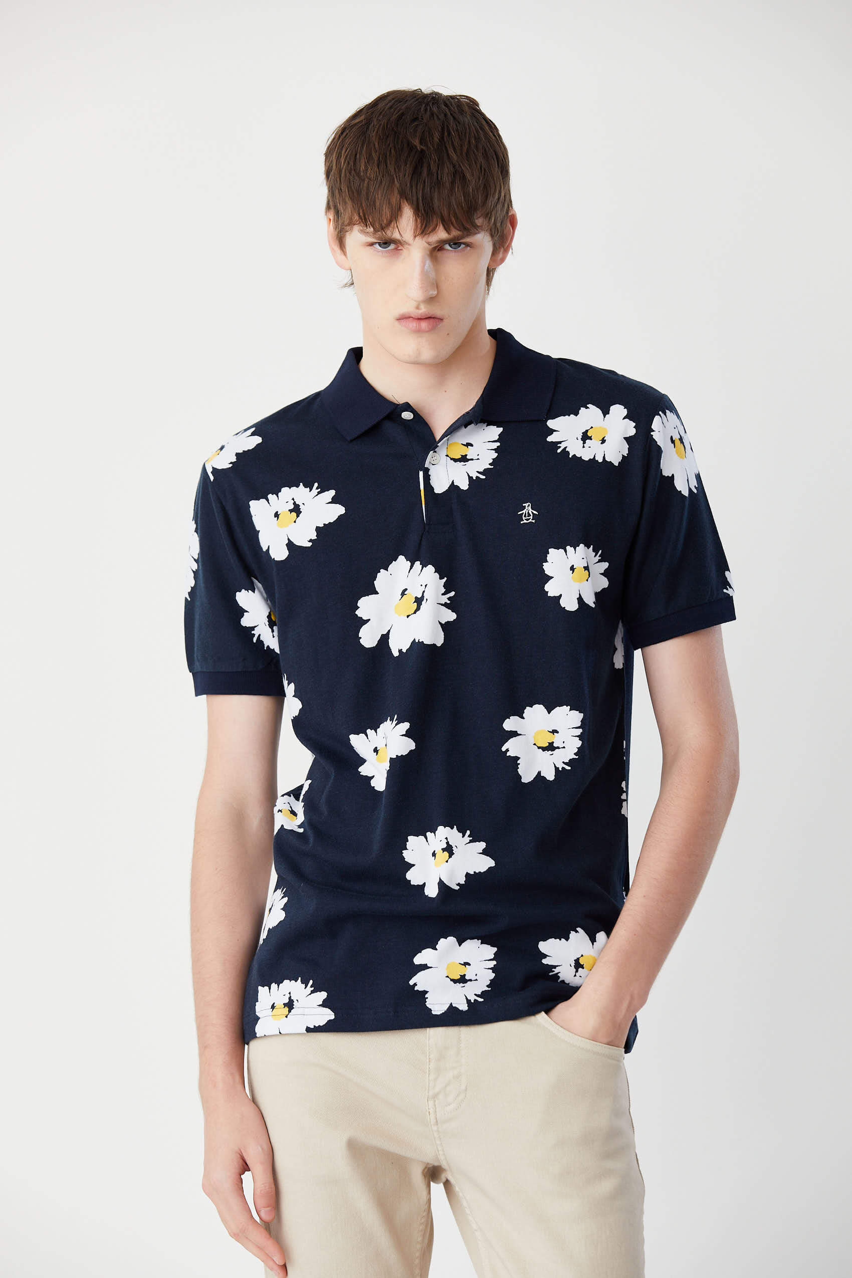 Ss Bold Daisy Print Polo