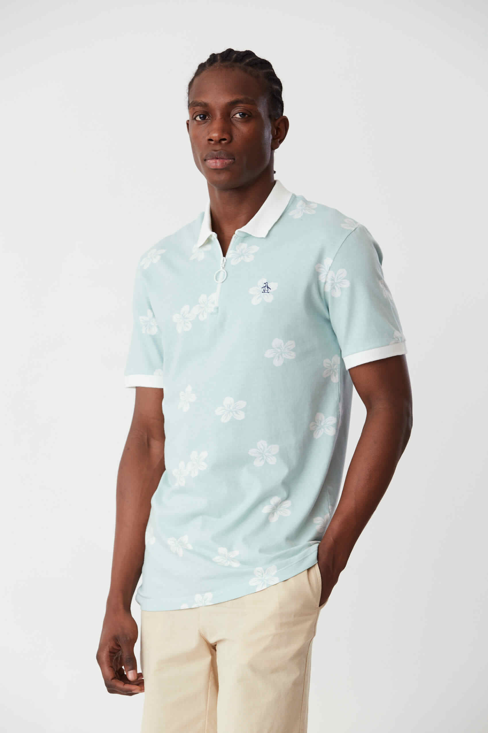 Ss Surf Flower Print Polo