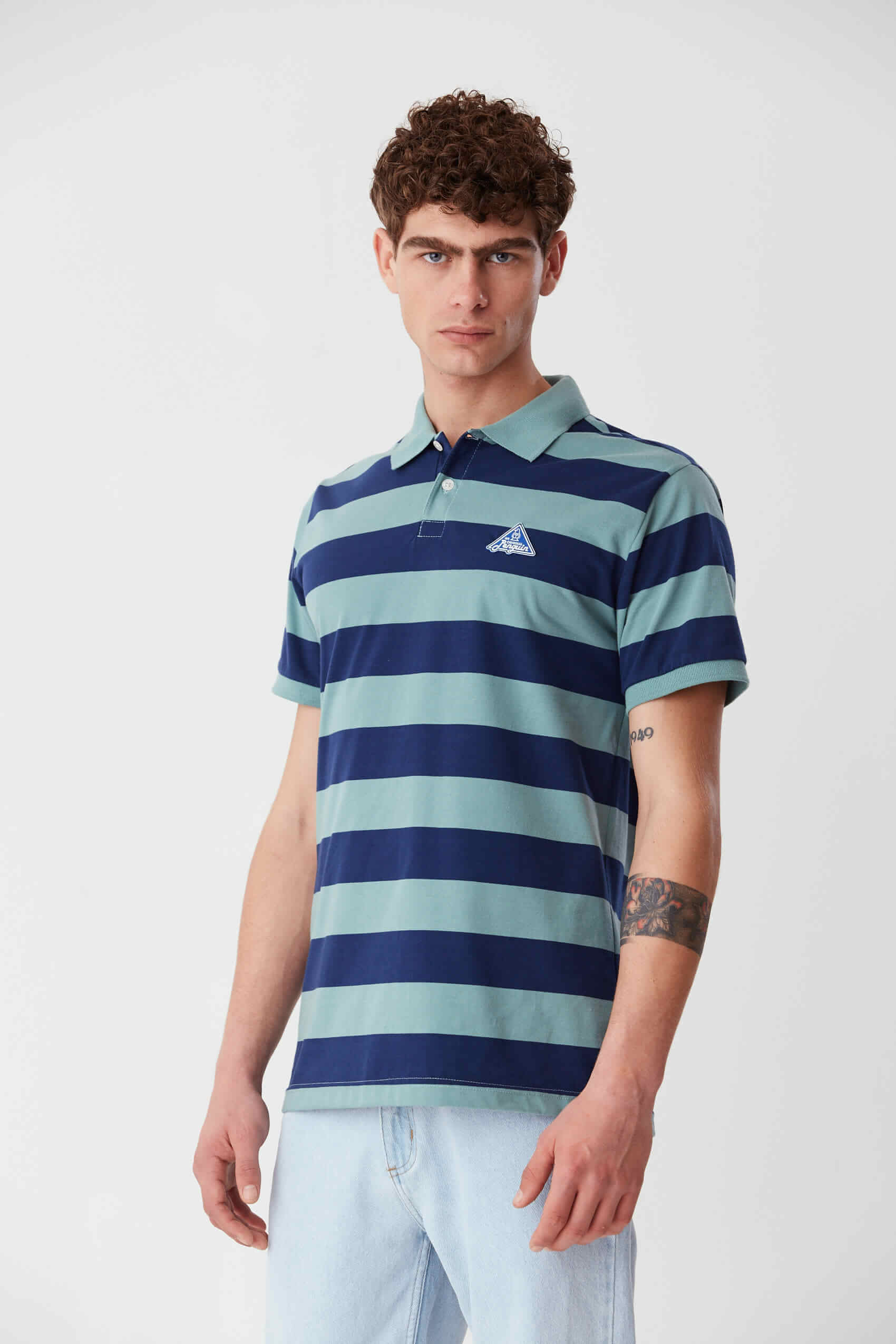 Ss Stripe Rubber Patch Polo